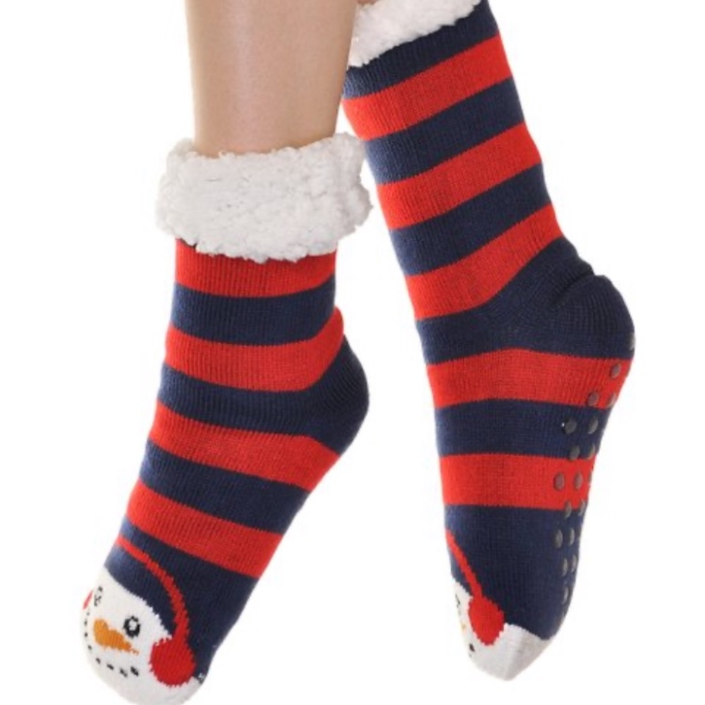 Angelina Sherpa Lined Snowman Slipper Socks